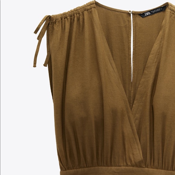 NWT ZARA LINEN BLEND SHORT JUMPSUIT - Picture 8 of 8